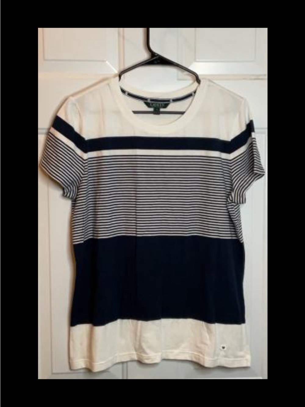 Ralph Lauren Navy and White Striped Short Sleeve Tee